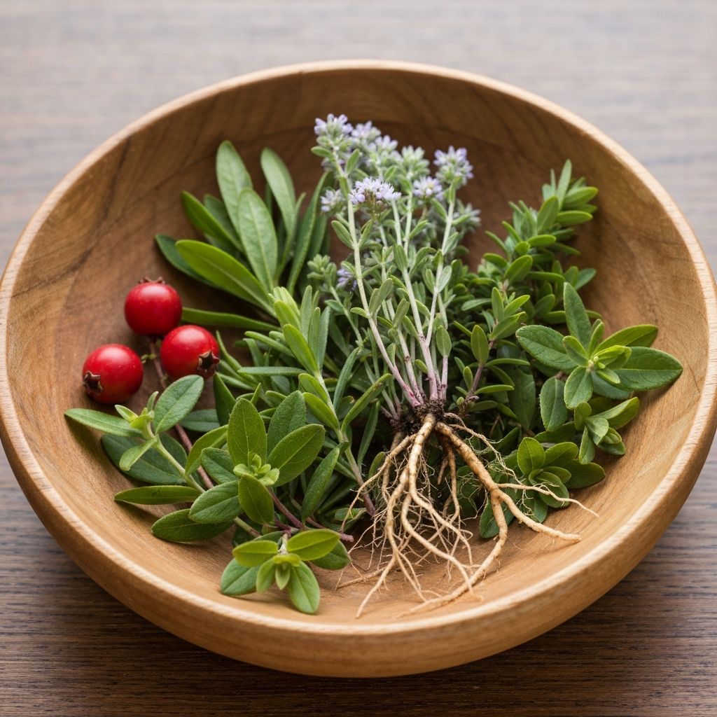 Verschiedene alpine Kräuter und Pflanzen